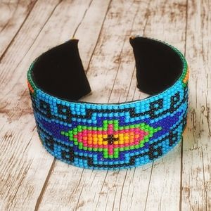 Native design bright neon seed bead bracelet